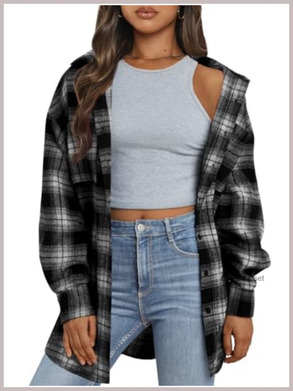 Women Plaid Flannel Button Down Shirt Long Sleeve Cotton Blend Casual
